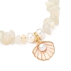 Natural Moonstone Chips & Starfish Synthetic Turquoise & Shell Pearl Beads Bracelets BJEW-JB12413-01-3