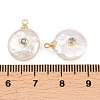 Brass Micro Pave Cubic Zirconia with Natural Pearl Pendants KK-Z146-07C-04-3