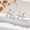 S925 Sterling Silver Stud Earrings EJEW-K303-01S-12-3