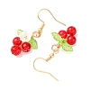 Flower with Round Acrylic & Glass Bead Dangle Earrings EJEW-JE06634-7