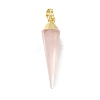 Natural Rose Quartz Pointed Pendants G-P487-02G-2