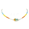 Glass & Brass Beaded Necklaces NJEW-JN06622-3