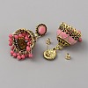 Ethnic Style 3D Enamel Bell with Seed Beeded Dangle Stud Earrings EJEW-WH0047-33E-2