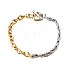 Two Tone 304 Stainless Steel Cable Chain & Rope Chain Bracelets for Women BJEW-G786-01GP-01-4
