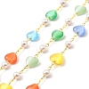 Colorful Cat Eye Heart & Plastic Pearl Beaded Chain CHC-G017-10G-1-1