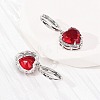 Valentine's Day Heart Brass & Glass Hoop Earrings EJEW-Z164-23P-5