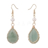 Natural Gemstone Teardrop Dangle Earrings with Natural Pearl EJEW-JE04850-5