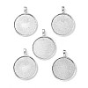 Tibetan Style Alloy Flat Round Pendant Cabochon Settings X-TIBEP-M022-15AS-1
