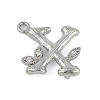 Brass Crystal Rhinestone Letter Links Connector Charms KK-S395-06P-X-1