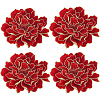 4Pcs Peony Polyester Embroidery Sew On Patches PATC-CY0001-72B-1