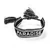 Word Paradise Polycotton(Polyester Cotton) Braided Bracelet with Tassel Charm LS-BJEW-F429-09-1