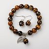 Natural Tiger Eye Jewelry Sets SJEW-JS00696-01-1