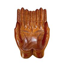 Wooden Buddha Hand Display Decorations AJEW-WH0304-38