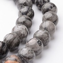 Round Natural Map Stone/Picasso Stone/Picasso Jasper Bead Strands G-J346-03-8mm