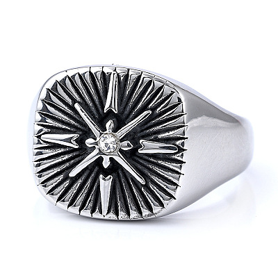 316 Stainless Steel with Cubic Zirconia Finger Rings for Men FS-WGEFB28-06-1