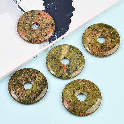 Natural Unakite Pendants G-C220-F01-50mm-1