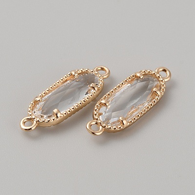 Golden Plated Brass Pave Glass Connector Charms LS-FIND-WH0110-728G-11-1