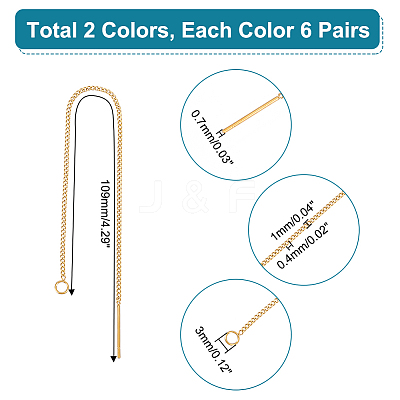 12 Pairs 2 Colors 304 Stainless Steel Stud Earring Finding STAS-UN0049-43-1