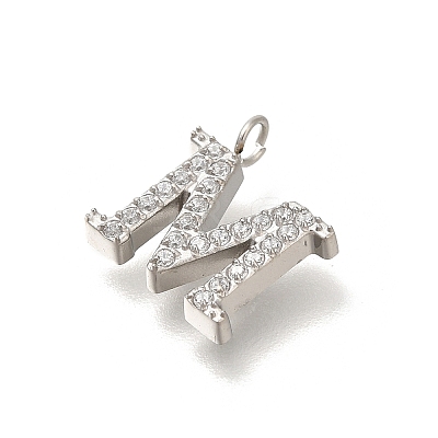 304 Stainless Steel Micro Pave Cubic Zirconia Pendants STAS-H228-06P-M-1