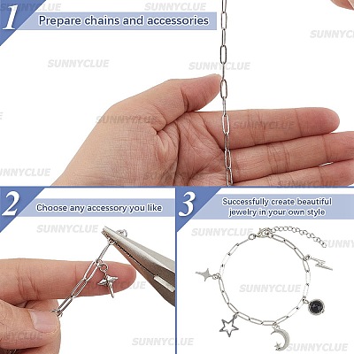304 Stainless Steel Paperclip Chains Necklaces & Bracelet Jewelry Sets SJEW-SC0001-07P-1
