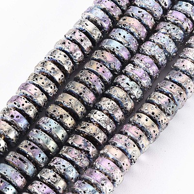 Electroplated Natural Lava Rock Beads Strands G-T114-69-1