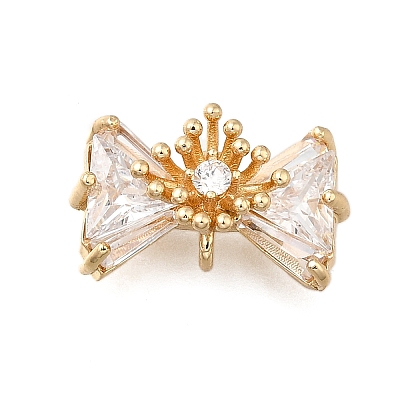 Brass Pave Cubic Zirconia Charms KK-Q048-13G-1