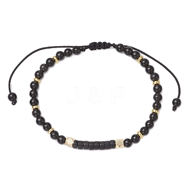 Natural Obsidian Braided Bead Bracelets BJEW-JB11241-05-1