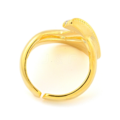 Brass C-shaped Open Cuff Ring for Women AJEW-U003-08G-1