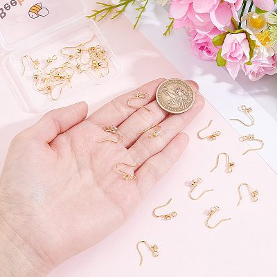 32Pcs 4 Styles Brass Pave Clear Cubic Zirconia Earring Hooks KK-BBC0025-69-1