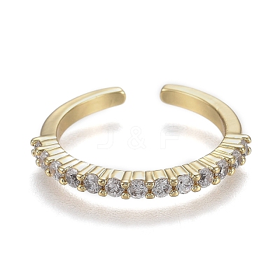 Adjustable Brass Micro Pave Clear Cubic Zirconia Cuff Rings X-ZIRC-Z002-11G-1