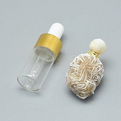 Natural Desert Rose Stone Openable Perfume Bottle Pendants G-E556-06A-1