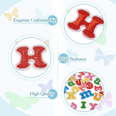 104Pcs 4 Sets Letter A~Z Embroider Thread Cloth on/Sew On Patches PATC-TA0001-41-1