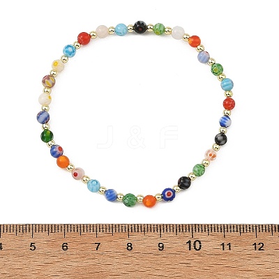 Handmade Millefiori Glass Round Beads Stretch Bracelets for Women BJEW-JB14236-1