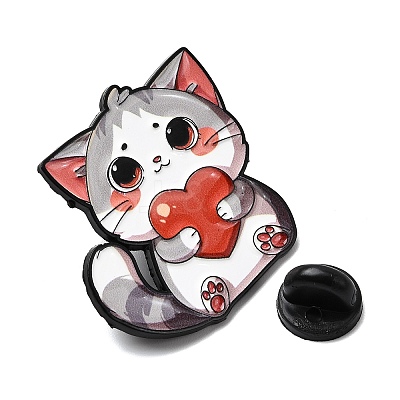 Cat with Heart Enamel Pins LS-JEWB-I055-05EB-02-1