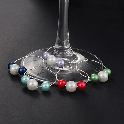 Glass Pearl Beads Wine Glass Charms AJEW-JO00036-1