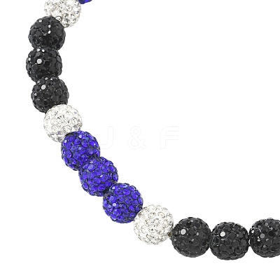 1Pc Polymer Clay Rhinestone Round Beaded Stretch Necklaces NJEW-SP0001-14K-1
