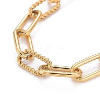 Ion Plating(IP) 304 Stainless Steel Paperclip Chain Bracelets BJEW-F412-02G-1