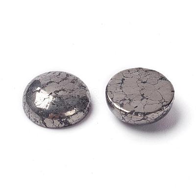 Half Round Natural Pyrite Cabochons G-I125-09-10x4mm-1