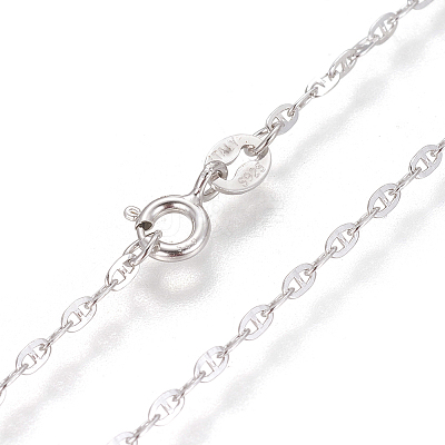 Anti-Tarnish Rhodium Plated 925 Sterling Silver Mariner Link Chain Necklaces STER-L059-10P-1