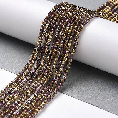Transparent Electroplate Glass Beads Strands GLAA-H021-01A-HP07-1