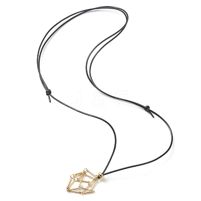 Brass Macrame Pouch Empty Stone Holder for Pendant Necklaces Making NJEW-JN04547-01-1