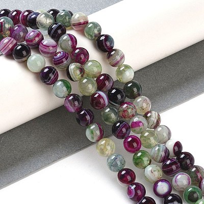 Natural Striped Agate/Banded Agate Beads Strands X-G-Z060-A01-A21-1