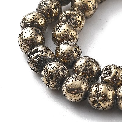 Electroplated Natural Lava Rock Beads Strands G-A251-B01-01J-1