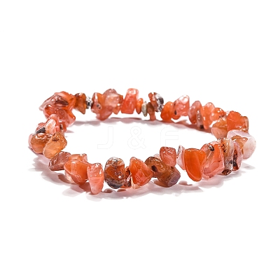Carnelian(Dyed) Chips Stretch Bracelets BJEW-JB01308-04-1