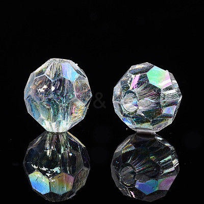 Electroplate Transparent Acrylic Beads PACR-S222-01-1