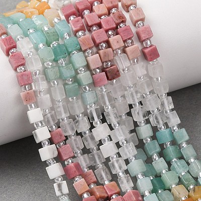Natural Dyed White Jade & Quartz Crystal & Howlite & Yellow Aventurine & Rhodonite Beads Strands G-H333-03D-1