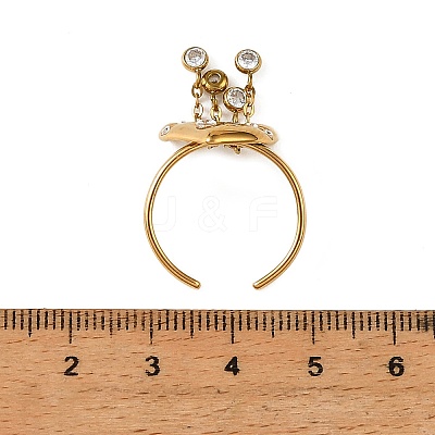 Ocean 304 Stainless Steel Cubic Zirconia Cuff Open Rings SA-CBA183D-06B-G-1