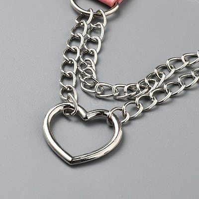 Alloy Heart Link PU Leather Punk Choker Necklaces for Women NJEW-WH0028-19P-01-1