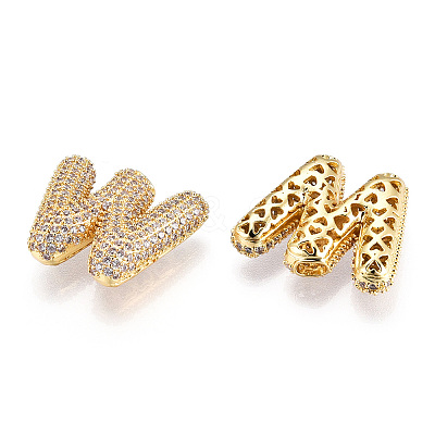 Brass Micro Pave Cubic Zirconia Pendants KK-N254-06G-W-1
