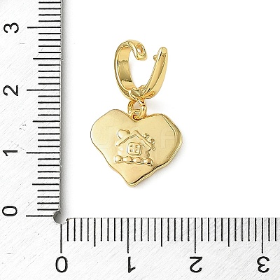 Christmas Brass Rhinestone Heart Pendant Decorations KK-H498-01G-03-1